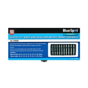Blue Spot Tools 20 PCE 1/2" Deep and Shallow Metric Impact Sockets (10-19mm)