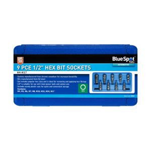 Blue Spot Tools 9 PCE 1/2" Hex Bit Sockets (H4 - H17)