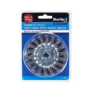 Blue Spot Tools 100mm (4") M14 x 2 Flat Twist Knot Wire Wheel Brush