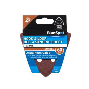 Blue Spot Tools 93mm 5 Pack 60 Grit Delta Sanding Sheets