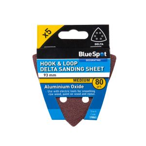 Blue Spot Tools 93mm 5 Pack 80 Grit Delta Sanding Sheets