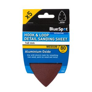 Blue Spot Tools 140mm 5 Pack 80 Grit Detail Sanding Sheets