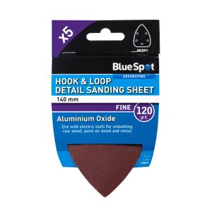 Blue Spot Tools 140mm 5 Pack 120 Grit Detail Sanding Sheets