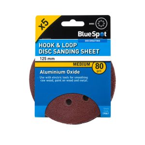 Blue Spot Tools 125mm 5 Pack 80 Grit Sanding Disc