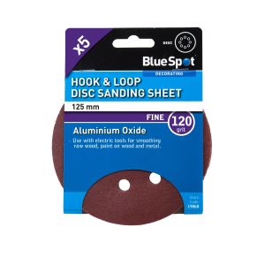 Blue Spot Tools 125mm 5 Pack 120 Grit Sanding Disc