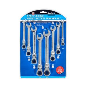 Blue Spot Tools 8 PCE Flexible Metric Ratchet Spanner Set (8-19mm)