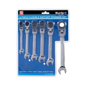 Blue Spot Tools 6 PCE Flexible Metric Ratchet Spanner Set (8-17mm)