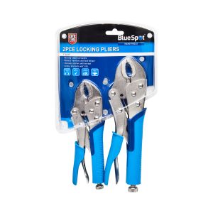 Blue Spot Tools 2 PCE 180mm & 250mm (7" & 10") Soft Grip Non-Slip Curved Locking Pliers