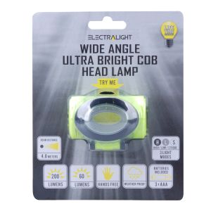 Electralight Wide Angle Ultra Bright COB Head Lamp (200 Lumens)