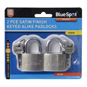 Blue Spot Tools 2 PCE 40mm Satin Finish Keyed Alike Padlocks