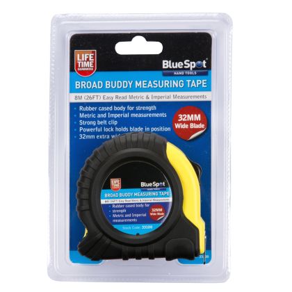 Blue Spot Tools 8m 26ft Extra Wide Blade Tape Measure Blue
