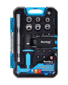 Blue Spot Tools 18 PCE Ratchet Screwdriver Bit and Socket Set