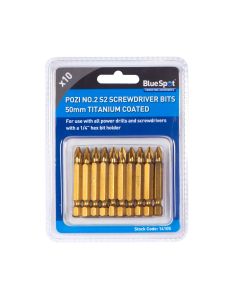Blue Spot Tools 10 PCE 50mm PZ2 S2 Titanium Coated Power Bit Set