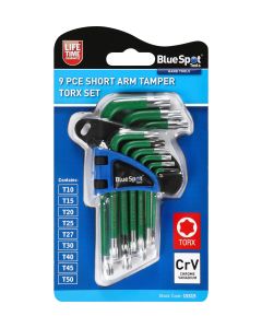 BLUE SPOT TOOLS 9PCE SHORT ARM TAMPER TORX KEY SET