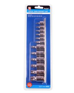 Blue Spot Tools 12 PCE 1/4" (T10-T40) & 3/8" (T40-T60) Torx Socket Set