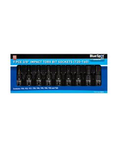 Blue Spot Tools 9 PCE 3/8" Impact Torx Bit Sockets (T20-T60)