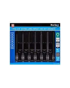 BLUE SPOT TOOLS  7 PCE EXTRA LONG 3/8" IMPACT HEX BIT SOCKETS
