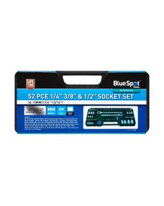Blue Spot Tools 52 PCE 1/4" 3/8" & 1/2" Socket Set (4-13mm) (1/4"-13/16")