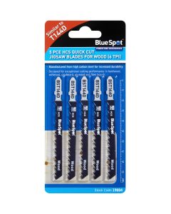Blue Spot Tools 5 PCE HCS Quick Cut Jigsaw Blades For Wood (6 TPI)