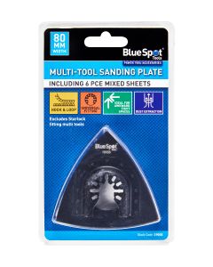 Blue Spot Tools 80MM Multi-Tool Sanding Plate, includes 6 PCE mixed sheets