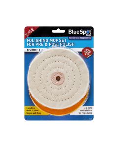 Blue Spot Tools 2Pce 150mm Polishing Mop Set For Pre & Post Polish