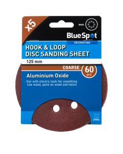 Blue Spot Tools 125mm 5 Pack 60 Grit Sanding Disc