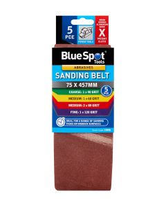 Blue Spot Tools 5 PCE Mixed 75 x 457mm Sanding Belt