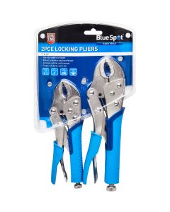 Blue Spot Tools 2 PCE 180mm & 250mm (7" & 10") Soft Grip Non-Slip Curved Locking Pliers